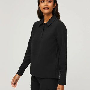 Figs Black Nala - Longsleeve Polo Scrub Top XXS/ Black